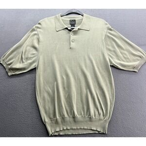 JOS A BANK Mens Silk Short Sleeve Polo Shirt Size M Green